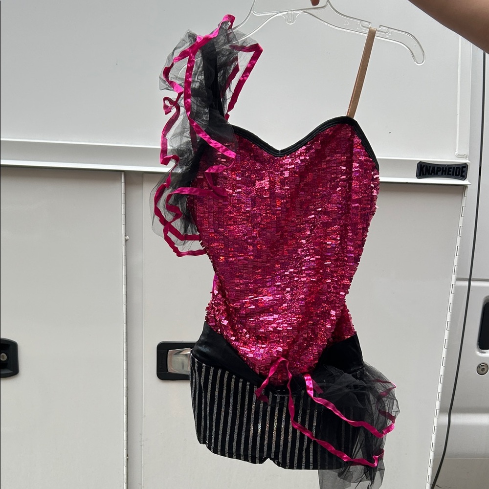 Sparkling Pink and Black Kids Dance Costume